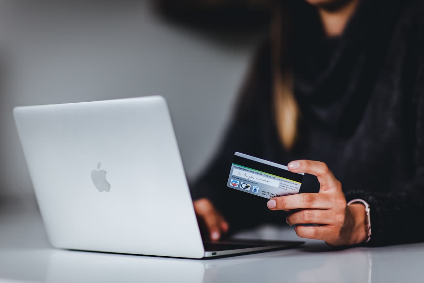 Secure online card payment on a laptop